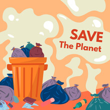 Save Planet, Pollution And Waste On Landfills