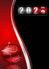 Aufkleber - New year 2023 greeting card, illustration with counter and Christmas ball and empty copy space for your text