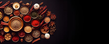 Illustration Of Colorful Spices With Copy Space For Text
