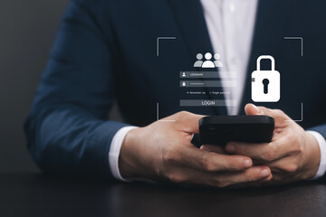 Wall Mural - cybersecurity and privacy concepts to protect data. lock icon and internet network security technolo