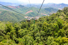 Da Nang City, Vietnam - July 19, 2019: The Cable Cars Are Leading To The Top Of Ba Na Hills
