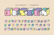 Decorative Memphis alphabet font and number. Funky 80s, 90s retro geometric typographic for headline, title, poster, web design, brochure, cover, graphic print, etc. 3D pastel block typeface. 