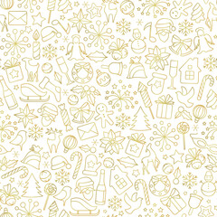 Christmas seamless pattern from winter holiday objects.