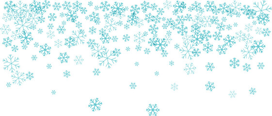 Flying snowflakes. Top border.