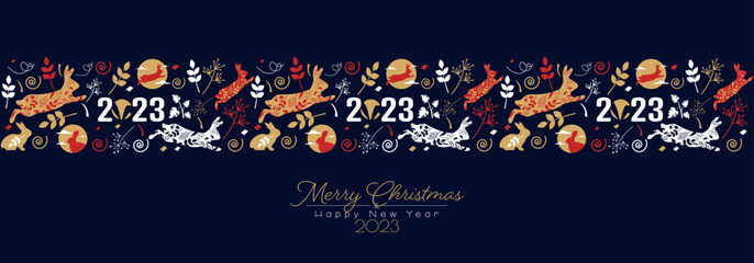 Merry Christmas and Happy New Year 2023 banner.