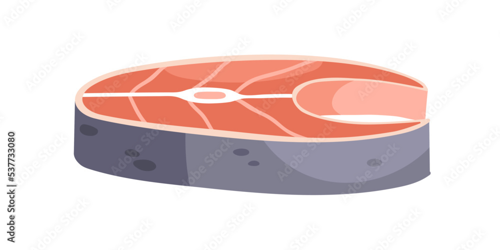 Salmon steak. Cut piece of red fish with raw fresh flesh. Slice of sea ...