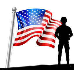 Wall Mural - Patriotic Soldier American Flag Background Concept