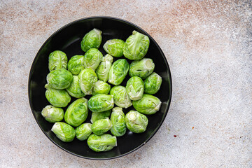 Brussels sprouts green raw vegetable healthy meal food snack diet on the table copy space food background 