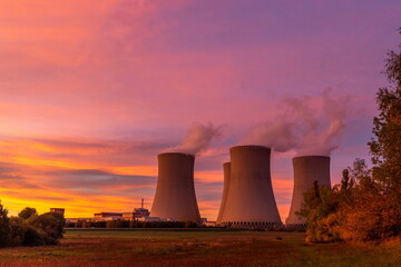 Wall Mural - Nuclear power plant Temelin at sunset. Czech Republic.