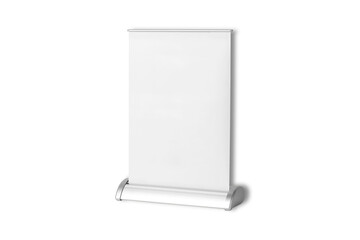 Wall Mural - Blank tabletop menu stand mockup isolated on white background. 3d rendering.