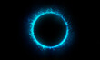 © Vuang - Technology blue lightning bright circle on black background.