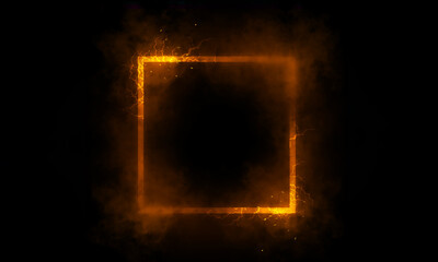 Wall Mural - yellow square light effect on black background. light effect.