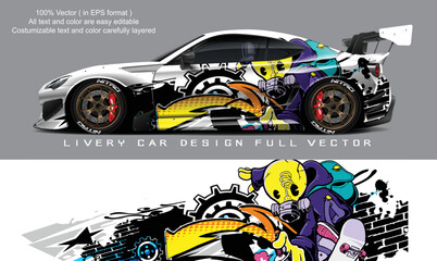 Wall Mural - car livery graphic vector. abstract grunge background design for vehicle vinyl wrap and car branding	