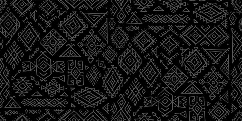 Sticker - Tribal decorative background. Ethnic seamless pattern. Aztec geometric backdrop. Native american ornament. Vector illustration