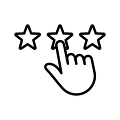 Wall Mural - Hand tapping over stars icon. Feedback. Pictogram isolated on a white background.