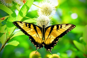 Sticker - Closeup shot of a Old world swallowtail on a flower