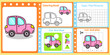 © isna eni - worksheets pack for kids with car vector. children's study book