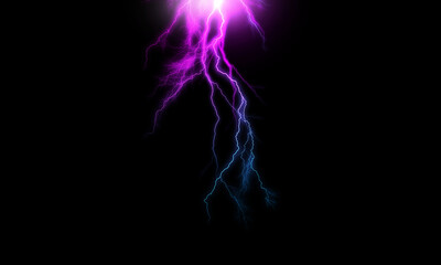 Wall Mural - lightning effect on black background. thunderbolt with rays of light. thunderstorm natural phenomeno