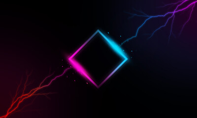 Wall Mural - frame with lightning effect on black background.
