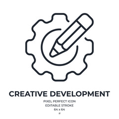 Wall Mural - creative development and graphic design process concept editable stroke outline icon isolated on whi