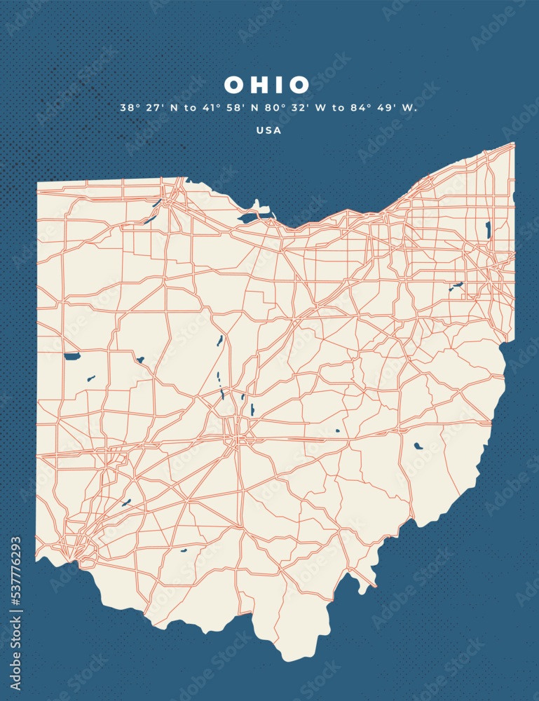 Ohio - USA map vector poster flyer	