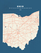 Ohio - USA Map Vector Poster Flyer	
