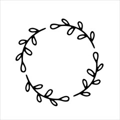 Wall Mural - Hand drawn wreath doodle vector illustration isolated on white background.