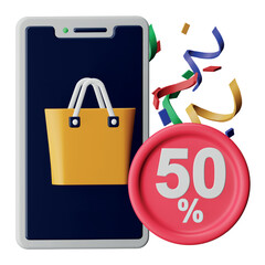 Poster - Online shopping discount 3d rendering isometric icon.