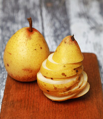 Wall Mural - mouth-watering tasty pear in the studio