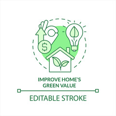 Canvas Print - Boost home green value concept icon. Reason for choosing renewable energy abstract idea thin line illustration. Isolated outline drawing. Editable stroke. Arial, Myriad Pro-Bold fonts used