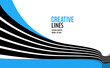 Creative lines vector abstract background, 3D perspective linear graphic design composition, stripes in dimensional rotation poster or banner.