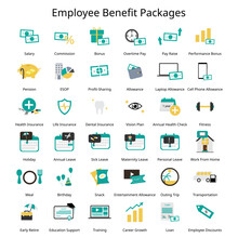 Set Of Employee Benefit Package For Employee Icon