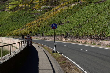 Wall Mural - Moseltalstrasse im Frühherbst mit einer Baustelle