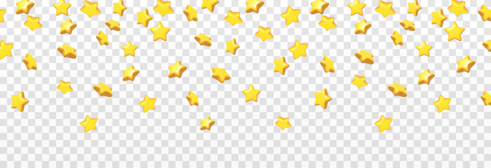 Wall Mural - Vector glossy stars are falling from the sky. Yellow stars png. Falling stars, starfall. Website design.
