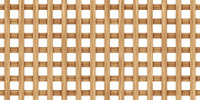 Seamless Square Grid Wood Lattice Texture Isolated On Transparent Background. Tileable Light Brown Redwood, Pine Or Oak Trellis Of Woven Crosshatch Boards. Wooden Fence Planks Pattern 3D Rendering..