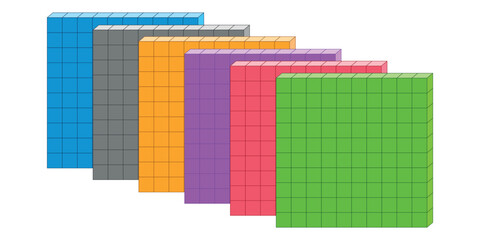 Wall Mural - Dienes flat blocks. Base ten counting. Place value with base ten blocks.