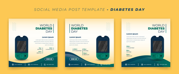 Wall Mural - Set of social media post template for world diabetes day with glucose meter design