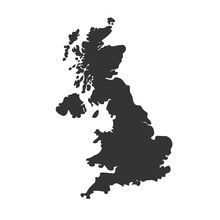 flat design great britain map silhouette icon