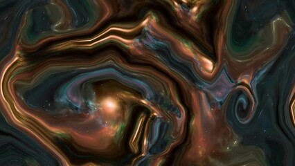 Sticker - Abstract blue and brown colorful marble, mix liquid color texture flowing down. Modern background animation