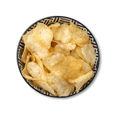 Wall Mural - Potato chips in a bowl isolated over white background