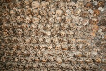 Skeleton Wall At The Leuk Charnel House In Canton Valais