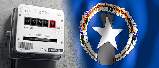 Wall Mural - Northern Mariana Islands - country flag and energy meter - 3D illustration