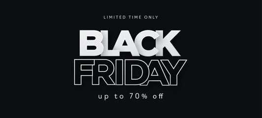 Poster - Black Friday Sale banner. Modern minimal design with black and white typography. Template for promotion, advertising, web, social and fashion ads. Vector illustration.