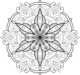 Mandala isolated on the white background.Doodle pattern.ornament design for coloring page