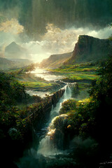 Wall Mural - waterfall in the mountains