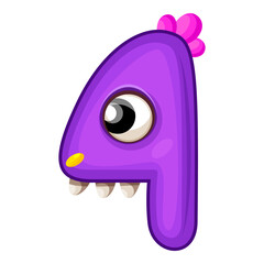 Poster - 4.Funny Monsters Colorful Numbers, Cute Fantasy Aliens in the Shape of Numerals. Cartoon numbers from 0 to 9 icons are made in the form of human figures with big eyes and face. Arabic numerals. Vector
