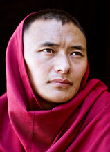 Portrait Of A Tibetan Buddhist Monk. Mcleod Ganj, Dharamsala, India.