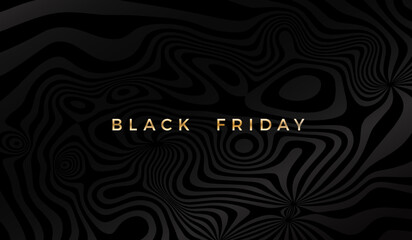 Poster - Black Friday Sale Banner Design. Luxury Black Wave Background. Dark Vector Advertising Illustration