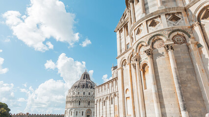 Wall Mural - Beautiful vintage architecture of buildings and churches in a European city in Pisa, Italy. Travel in Europe