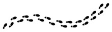 Isolated Trail Of Black Footsteps (comics Silhuoette Shapes), Going From The Left To The Right (horizontal Orientation).
